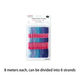 Embroidery Thread in 12pcs,Gradient Blue Polyester Threads,Cross Stitch Threads,Sewing Thread,Bracelet Thread for Sewing,Knotting and Crafting