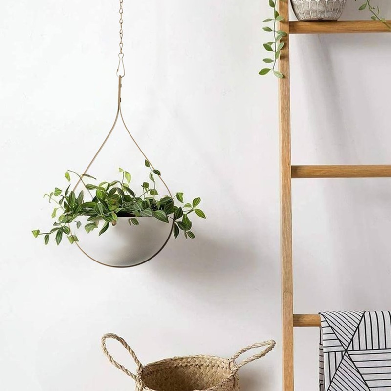 Hajia Waterdrop Shaped Hanging Planter, Metal Plant Hanger with Non-Detachable