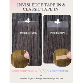 DOORES Invisi Edge Tape in Hair Extensions Real Human Hair, Medium Brown Highlighted Dirty Blonde 10 Injection Tape-ins with 10 Classic Tape-ins 50g 14 Inch, Injection Tape in Extensions