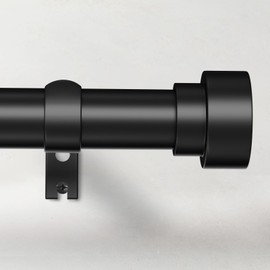 Curtain Rods for Windows 32 to 170, 1 Inch Adjustable Black Curtain Rod, Heavy Duty Long Window Curtain Rod, Outdoor Curtain Rods for Patio, Modern Drapery Rods with Simple End Caps, Size 32"-170"