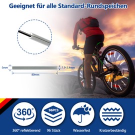 JETOP Pack of 96 Bicycle Spoke Reflectors, 360° Visibility Reflectors Bicycle Children and Adults Alternative to Cat's Eyes Bicycle Reflectors Bicycle Accessories Mountain Bike Ebike in the Dark