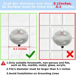 Suction Shower Grab Bars for Bathtubs and Showers, Safety Shower Grab Bars for Seniors, Drill-Free Shower Handle for Bathroom, Grab Bar for Elderly, Post-Surgery, Pregnant, Sliver, 2Pack