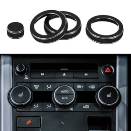 TUCKBOLD AC Air Conditioner Media Volume Control Switch Knob Cover Ring for Land Rover Range Rover Evoque 2012-2018 Sturdy | Interior Decal Trim Black 4 Pcs