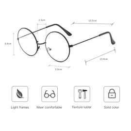 LOMYLM 2 Pairs Round Circle Glasses with Black Metal Frames Clear Lens, Retro Fancy Dress Wizard Glasses 60s 70s Festival Cosplay Costume Accessories for Teenagers Adults