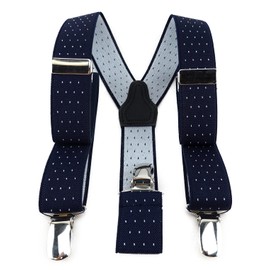 TigerTie Children's Y-shaped braces with 3 extra strong clips, high-quality workmanship, width 25 mm, Dark blue navy silver