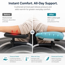Padded Wheelchair Armrest Covers for Comfort – Breathable Adjustable Cushions for Elbow & Forearm Support at Home, Care Facilities or Outdoors