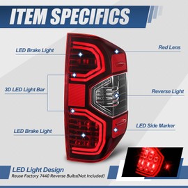 Auto Dynasty LED Tail Lights Assembly Compatible with 2014-2021 Toyota Tundra, Pair of LED DRL Tail Lamps Replacement, Black Housing Red Lens, 815600C100 815500C100 TO2800193 TO2801193