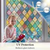 DARUITE Stained Glass Window Film, Diamond Pattern Window Film Privacy,