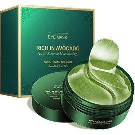 Máscara de Ojos de Algas Marinas - Gel Transparente de Colágeno para Adultos, Almohadillas para Ojos, Bolsas de Ácido Hialurónico, Antiarrugas 60 Pcs (Verde)