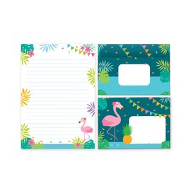 Writing Paper Set Letter Pad with Envelope for Girls Children Flamingo (A5 Pad with 25 Sheets + 15 Envelopes)