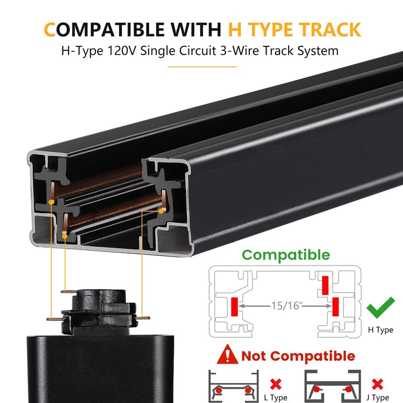 VANoopee 10W Dimmable LED Track Lighting Heads H Type Track