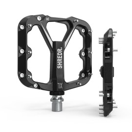 Shredr. Flat Pedals for MTB, Super Light Flat Pedals for Mountain Bike, Available in 2 Sizes and 9 Colours, from 320 g (Black, XL)