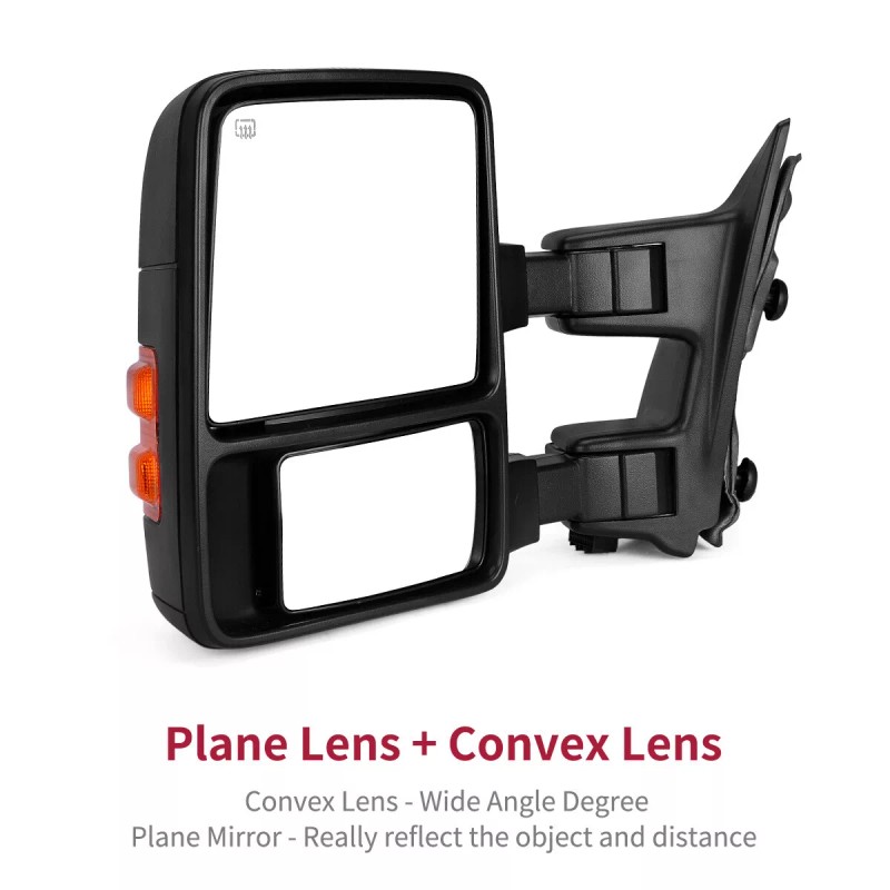 LEDKINGDOMUS Driver Side Power Heated Tow Mirror For 08-16 Ford
