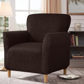 LiveGo Stretch Banquet Chair Cover, Knitted Chair Covers with Armrests, Non-Slip Waterproof Chair Covers for Living Room, Office, Reception and Pet Friendly Furniture Protector(Coffee-A)