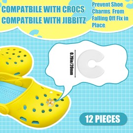 Gosknor 12pcs Shoe Charm Fasteners for Jibbitz, Plastic Charm Fasteners Shoe Charm Fastening Pad for Preventing Shoe Charms From Falling Off(Transparent)