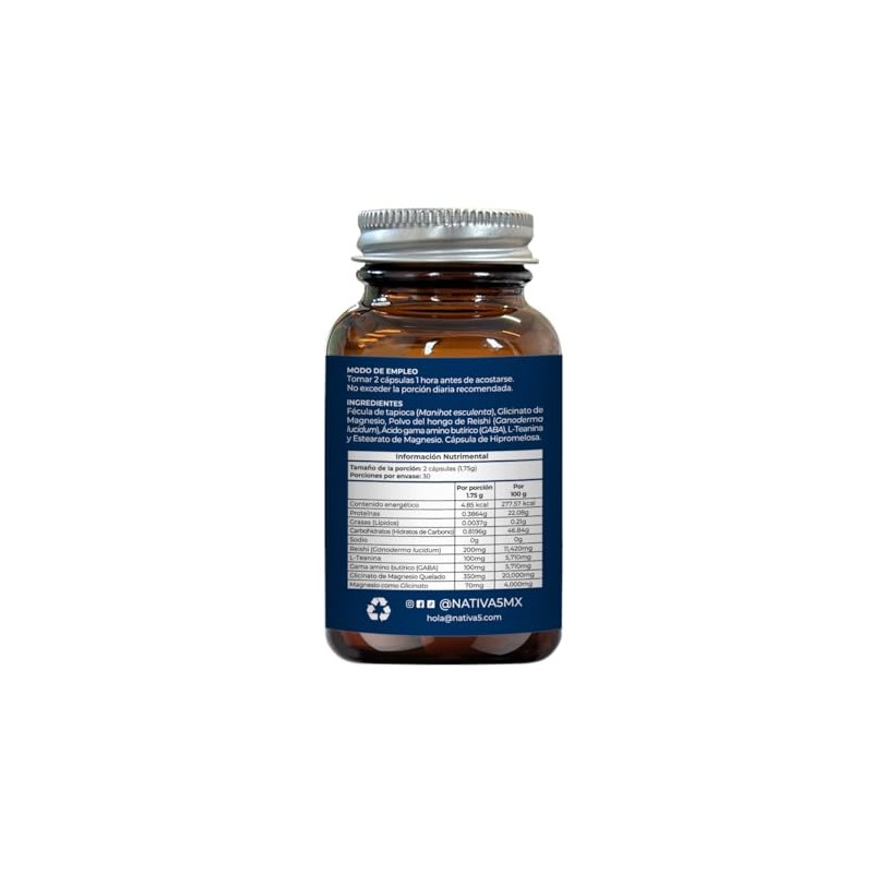 Nativa 5 Magnezzzium glicinato de magnesio con reishi para dormir
