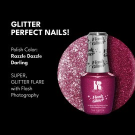 Red Carpet Manicure Fortify & Protect Raspberry Glitter Gel Polish for Strong, Healthy Nails - Infused with Vitamin A & Biotin - (Razzle Dazzle Darling) Led Nail Gel Color, 0.3 Fl Oz