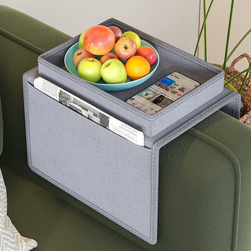 QRZLP Sofa Armrest Organizer, 4-Pocket Armchair Caddy with Cup Holder,