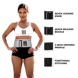 Quick Locking Weight Lifting Belt - Adjustable Lifting Belt for Powerlifting, Squat, Deadlift and Back Support, 4 inch Gym Belt for Men and Women (Grey, Small)