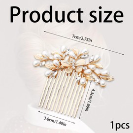 1Pc Pearl Hair Comb Elegant Gold Bridal Hair Comb Refined Look Craftsmanship Gold Hair Combs Perfect for Weddings Birthdays Valentine Day or Anniversaries Making It an Unforgettable Gift Choice