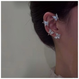 Cimenexe Bohemian Cz Butterfly Cuff Wrap Earring Silver Butterfly Ear Climber Earring Crystal Butterfly Earring Butterfly Cartilage Cuff Earring Jewelry for Women and Girls Gifts(Right)