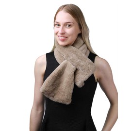 Basic Sense Super Soft Both Side Fluffy Faux Fur Warmer Scarf Wrap, Brown