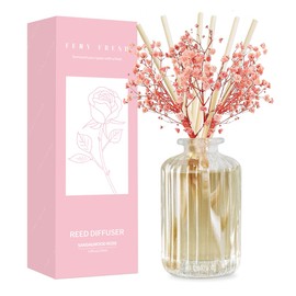 Feny Fresh Reed Diffuser Set with Preserved Real Flower&Reed Diffuser Sticks,5.9oz,Sandalwood Rose Scent Fragrance Essential Oil Scented Diffuser for Bedroom Bathroom Home Decor&Office Décor