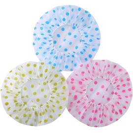 3pz Gorra de Baño Impermeabile Gorros de Ducha para Mujer, gorro de ducha de plástico reutilizable, Gorro de Ducha de SPA para salón de Belleza