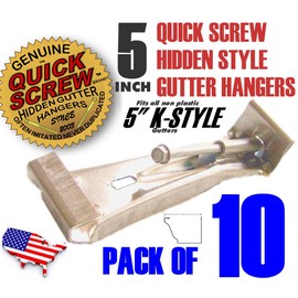 5" Premium Hidden Rain Gutter Bracket Hook Hangers with Screw Clip Style