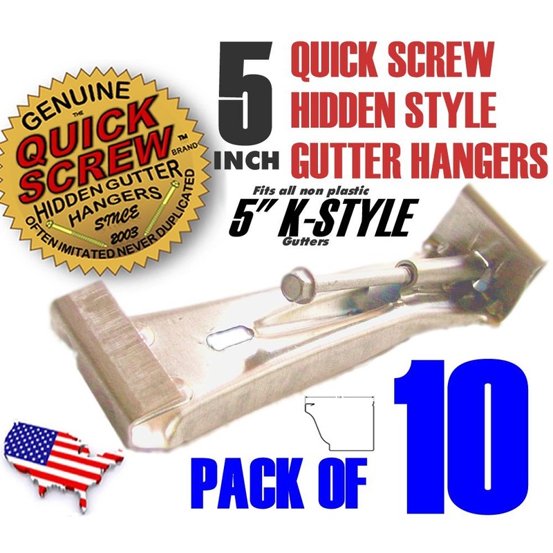 5" Premium Hidden Rain Gutter Bracket Hook Hangers with Screw