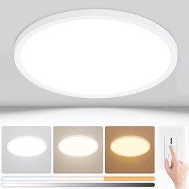 Modern 12'' Led Ceiling Light Fixture, 0.67 Inch Ultra Thin Flush Mount, Brightness Dimmable & 3000K/4500K/6000K Selectable, 22W 2200LM, White, for Bedroom, Kitchen, Dining Room, Home Office, Hallway