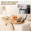 Wisreach Bamboo Sofa Tray Table, Clip-On Tray Sofa Table -