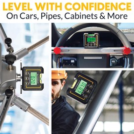 AutoSolo Digital Angle Level with Magnetic Base & Torpedo Bubble Vial - 4-in-1 Inclinometer for Wheel Alignment, Carpentry, Pipes, Roofing & DIY Projects