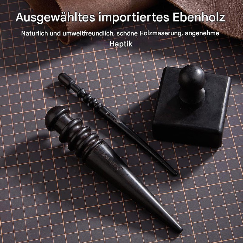 WUTA Leather Burnisher Kit, Ebony Leather Polishing Tool, Leather Polisher