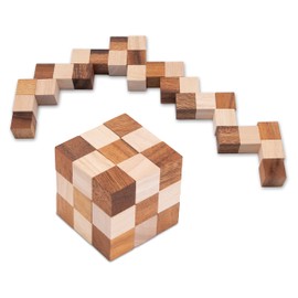 Snake Cube 3 x 3 Size L - 7.5 x 7.5 x 7.5 cm - Snake Cube - Cube Snake - 3D Puzzle - Thinking Game - Puzzle Game - Patience Game - Logic Game Made of Fine Wood
