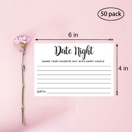 Antgiftshop 50 Date Night Ideas Cards, Wedding Advice Cards for Bridal Shower, Married Couples, Bride and Groom, 4x6 inch