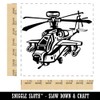 Cartoon Military Apache Attack Helicopter Chopper Square Rubber Stamp for