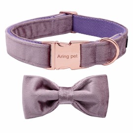 ARING PET Bow Tie Dog Collar Velvet Dog Collars with Removable Bow Tie, Adjustable Soft Velvet Bow Collar Gift for Girls and Boys, Comfortable Dog Collar