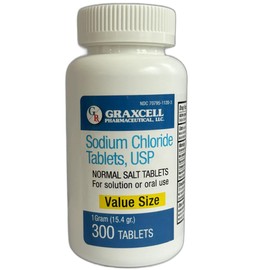 Graxcell Sodium Chloride Tablets 1gm | Electrolyte Salt for POTS Syndrome and Dysautonomia Support | Rapid Rehydration| 15.4gr. | 100 Count | Made in the USA