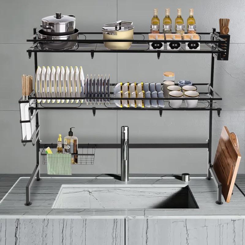 Over The Sink Dish Drying Rack, 2-Tier Multifunctional Over The