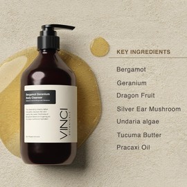 Vinci Botanicals Vinci Botanicals Bergamot Geranium Body Cleanser | Aromatic Body Wash to Hydrate & Balance Skin | Alternative to Regular Soap | Fresh & Sweet Aroma | Vegan, Cruelty & Paraben-Free | 500 ml