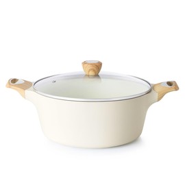 SENSARTE Ceramic Nonstick Stock Pot with Lid, 2.6/4.5/6.6 QT Soup Pot Casserole Pot, Non-toxic Healthy Pasta Pot, Large Cooking Pot Stew Pot, Induction Compatible, PFOA PFAS PTFE Free, White