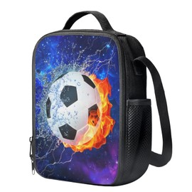 HELLHERO Galaxy Football Lunch Bag Reusable Lunchbag Tote Lunch Box Food Organizer Picnic Handbag for Kids Adults Women Men School Daycare Office Work