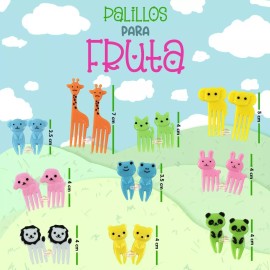 J.H. Company Set 20 Pcs Palillo Tenedor Infantil Kawaii Fruta Hj-0002