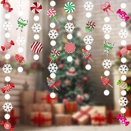 78 ft Candyland Christmas Trees Decorations Christmas Candy Garland Red and Green Sweet Candy Cane Lollipop Snowflake Dot Peppermint ​Hanging Garland for Xmas Holiday New Year Party Decorations