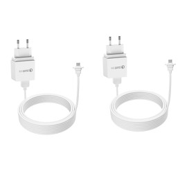 HOLACA Power Supply for eufyCam 2C with 9 m Weatherproof Indoor Charging Cable + 3.0 Power Supply Continuous Charging of Your eufyCam 2C Camera (White 2-Pack)