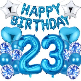Ouceanwin Luftballon 23. Geburtstag Deko Mann, Blau Geburtstagsdeko 23 Jahre Männer, Folienballon Happy Birthday Deko 23. Geburtstag Mann Frauen, Ballons 23. Geburtstag Dekoration Set