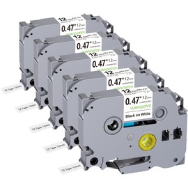 5 x Yuanqimm Compatible TZe231 TZe-231 TZ231 TZ-231 for Brother P-touch tapes 12 mm 0.47 label tape black on white tape for PT-D400 PT-H100LB PT-H105 PT-D200 PT-1000 PT-H110 PT-H101 H107 finfinB