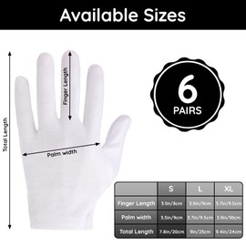 Segbeauty 12 Count Moisturizing Hand Gloves, 6 Pairs Sleeping Gloves for Dry Hands, Washable Moisturizing Gloves Overnight for Sleeping, Cotton Work Gloves Hand Lotion Gloves Overnight for Women Small