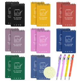 OT-NVWOZR Waterproof Pocket Notebooks with Pens, 3x5 Mini Notepad All Weather Top-Spiral Memo Police Notebook Write in the Rain Steno Note Pads for Outdoor School Office (16, Color)